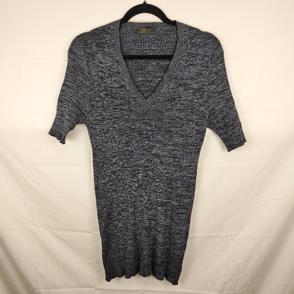 PRADA MILANO Italy Cool Rib Denim Blue Cotton Knit Dress Size 52